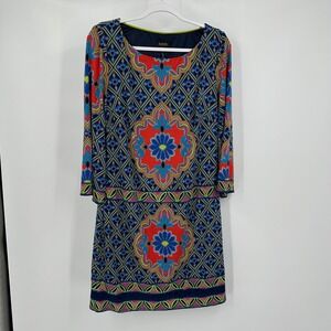 Laundry Womens Boho Maximalist Dress‎ Size M Colorful Print Retro Mod Party